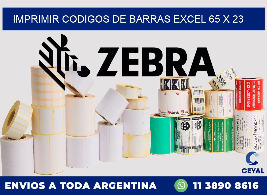 IMPRIMIR CODIGOS DE BARRAS EXCEL 65 x 23