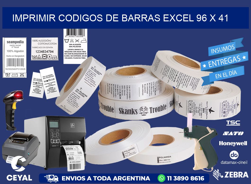 IMPRIMIR CODIGOS DE BARRAS EXCEL 96 x 41