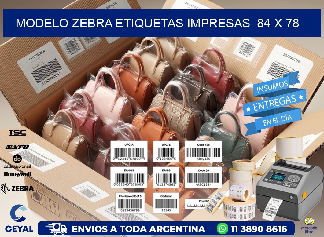 MODELO ZEBRA ETIQUETAS IMPRESAS  84 x 78