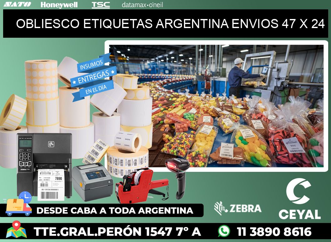 OBLIESCO ETIQUETAS ARGENTINA ENVIOS 47 x 24