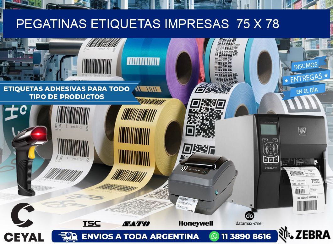 PEGATINAS ETIQUETAS IMPRESAS  75 x 78