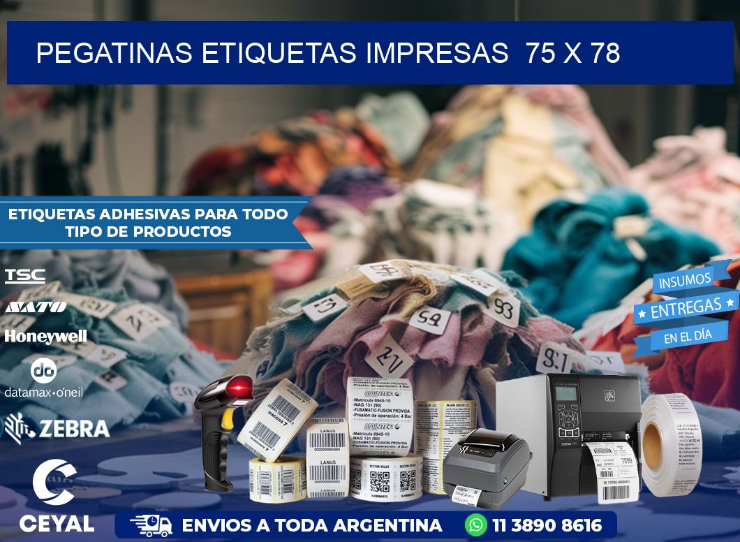 PEGATINAS ETIQUETAS IMPRESAS  75 x 78