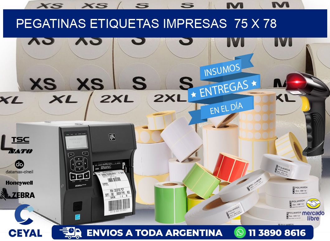 PEGATINAS ETIQUETAS IMPRESAS  75 x 78