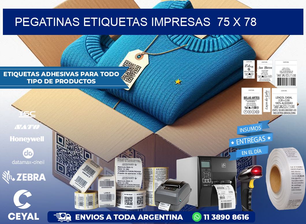 PEGATINAS ETIQUETAS IMPRESAS  75 x 78