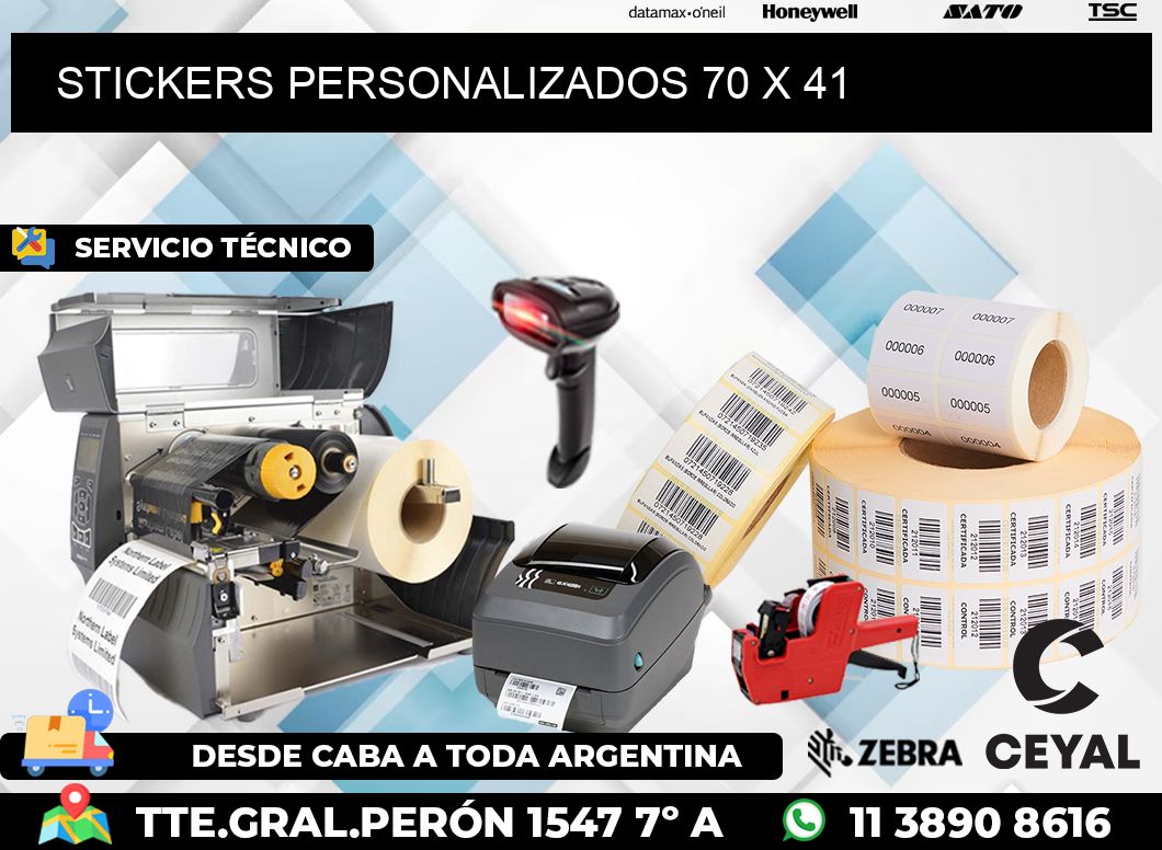 STICKERS PERSONALIZADOS 70 x 41