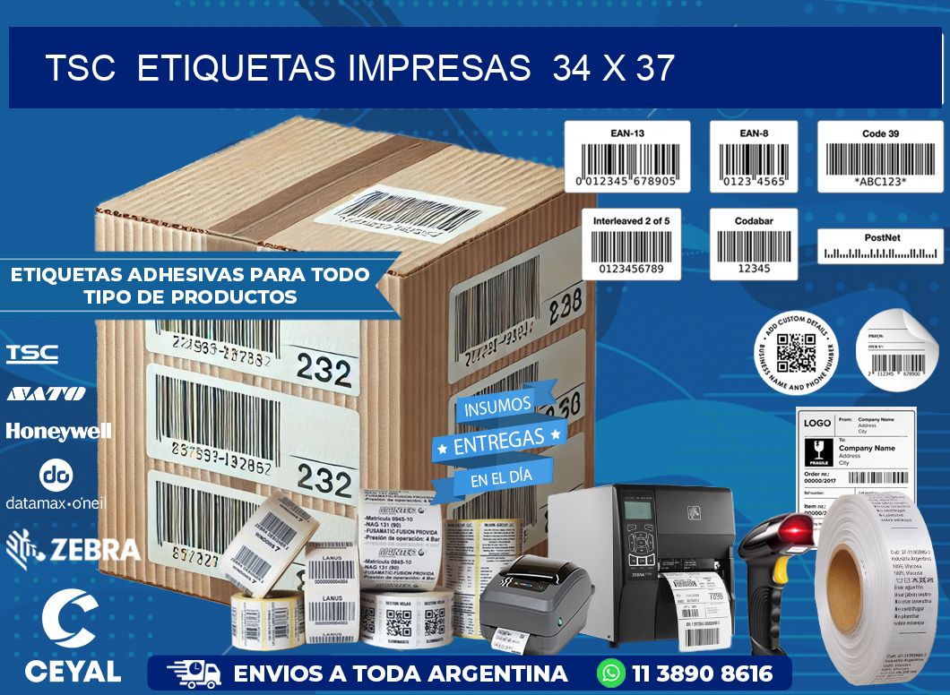 TSC  ETIQUETAS IMPRESAS  34 x 37