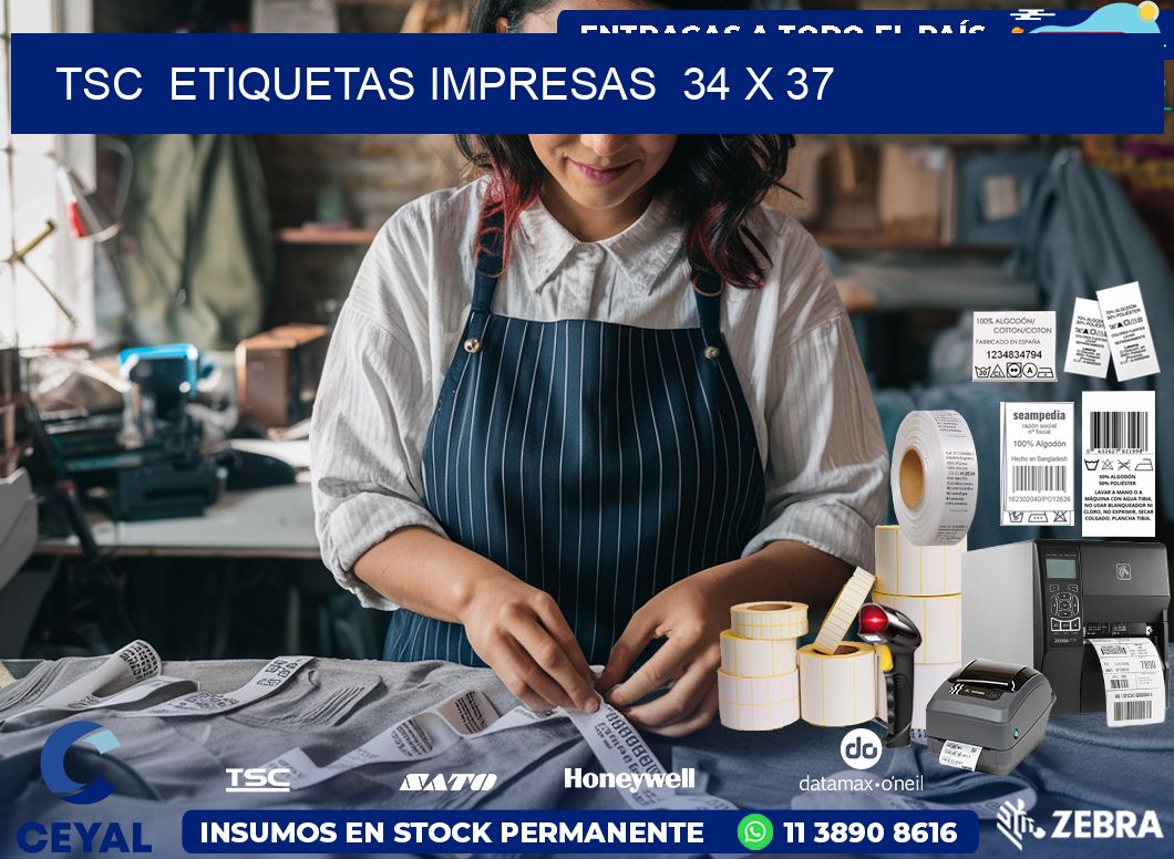 TSC  ETIQUETAS IMPRESAS  34 x 37