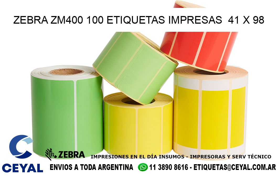 ZEBRA ZM400 100 ETIQUETAS IMPRESAS  41 x 98