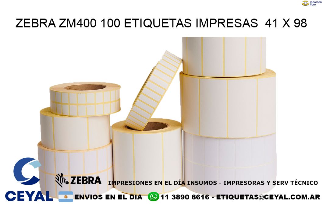 ZEBRA ZM400 100 ETIQUETAS IMPRESAS  41 x 98