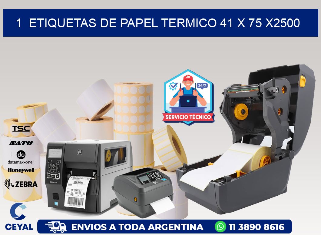 1  ETIQUETAS DE PAPEL TERMICO 41 x 75 X2500