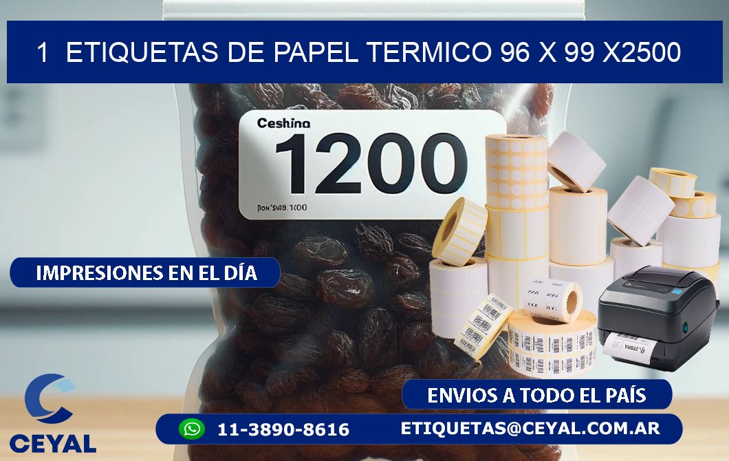 1  ETIQUETAS DE PAPEL TERMICO 96 x 99 X2500