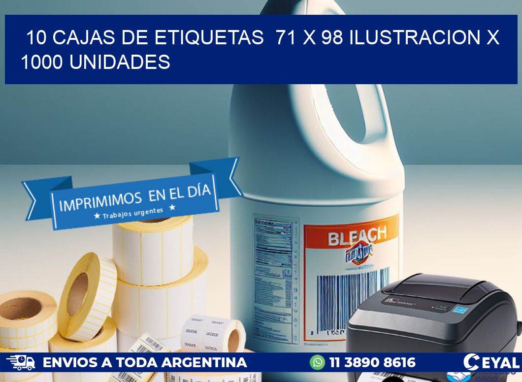 10 CAJAS DE ETIQUETAS  71 x 98 ILUSTRACION X 1000 UNIDADES