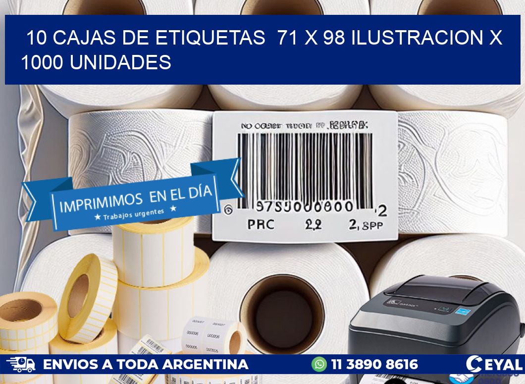 10 CAJAS DE ETIQUETAS  71 x 98 ILUSTRACION X 1000 UNIDADES