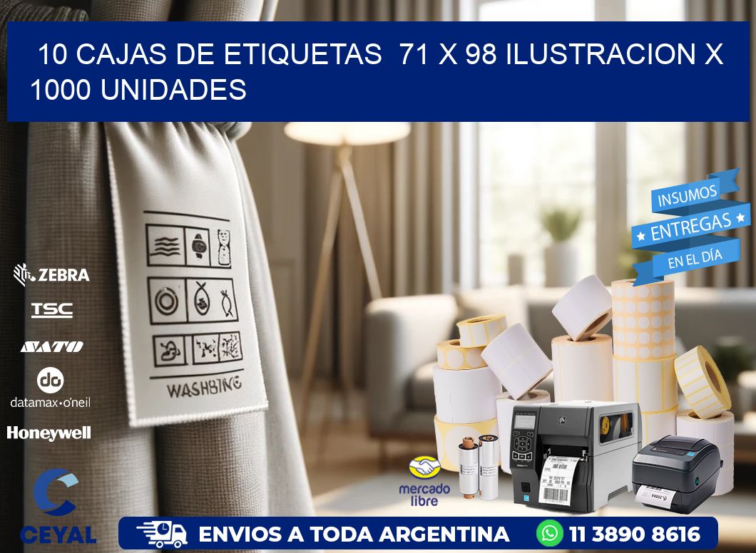 10 CAJAS DE ETIQUETAS  71 x 98 ILUSTRACION X 1000 UNIDADES