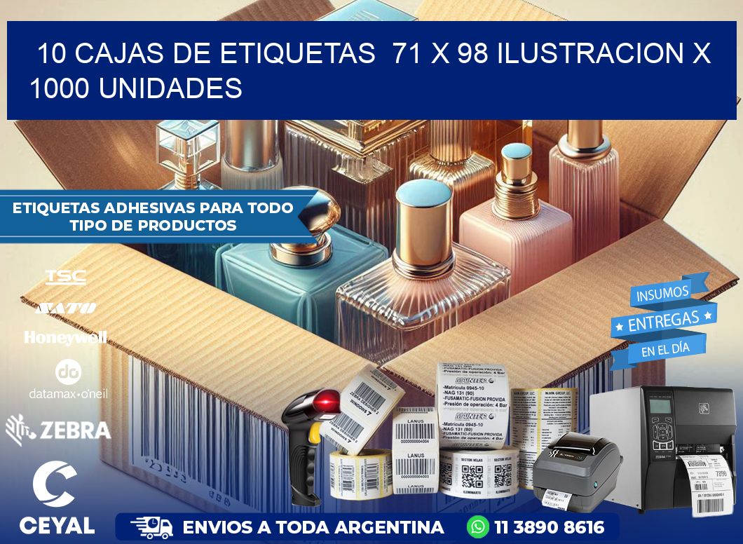 10 CAJAS DE ETIQUETAS  71 x 98 ILUSTRACION X 1000 UNIDADES