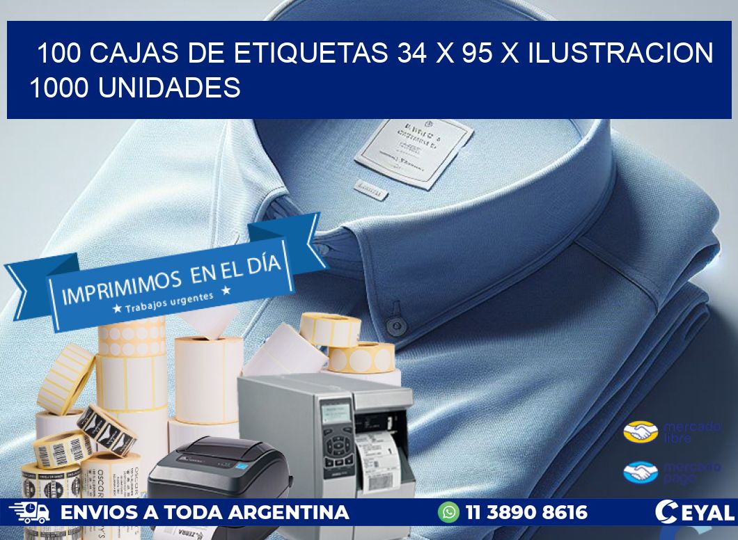 100 CAJAS DE ETIQUETAS 34 x 95 X ILUSTRACION 1000 UNIDADES