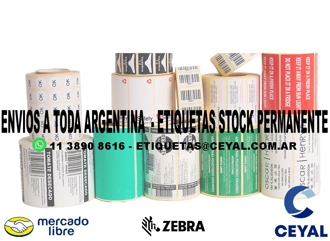 100 CAJAS DE ETIQUETAS  45 x 36 X 2500 UNIDADES