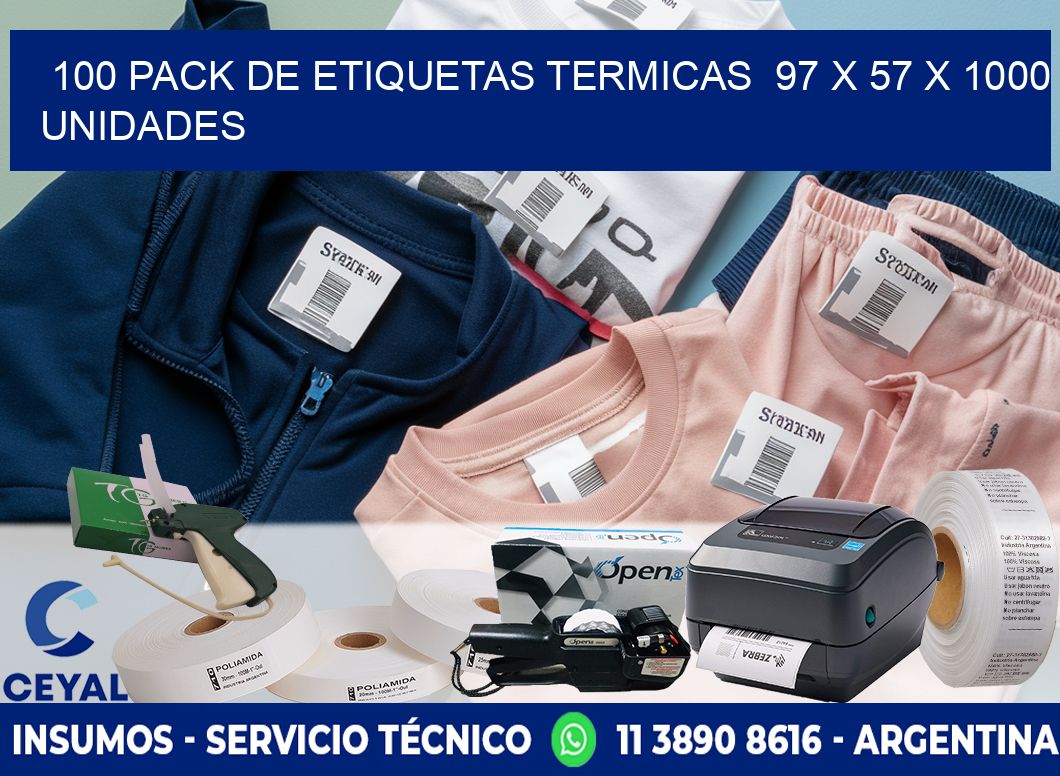 100 PACK DE ETIQUETAS TERMICAS  97 x 57 X 1000 UNIDADES