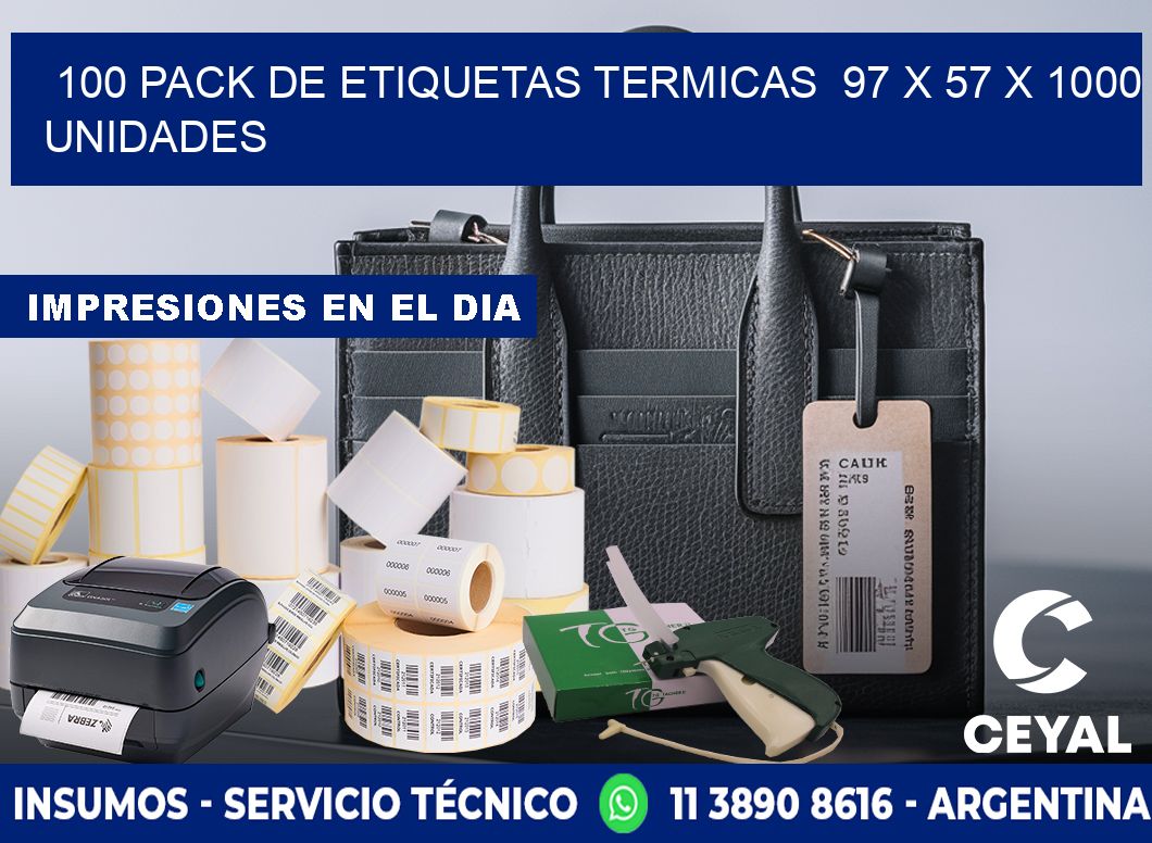 100 PACK DE ETIQUETAS TERMICAS  97 x 57 X 1000 UNIDADES