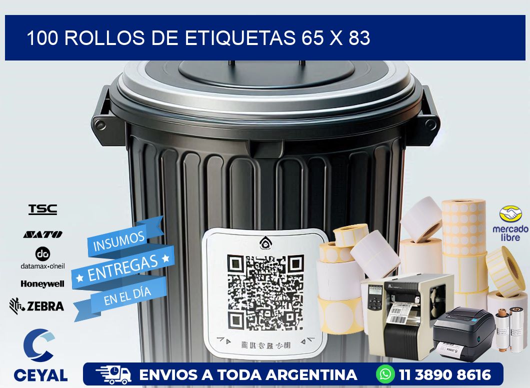 100 ROLLOS DE ETIQUETAS 65 x 83