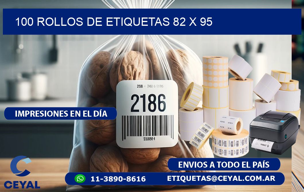 100 ROLLOS DE ETIQUETAS 82 x 95