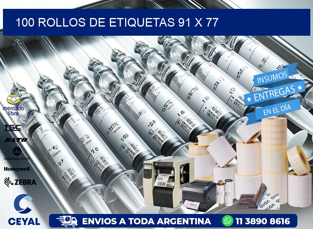 100 ROLLOS DE ETIQUETAS 91 x 77