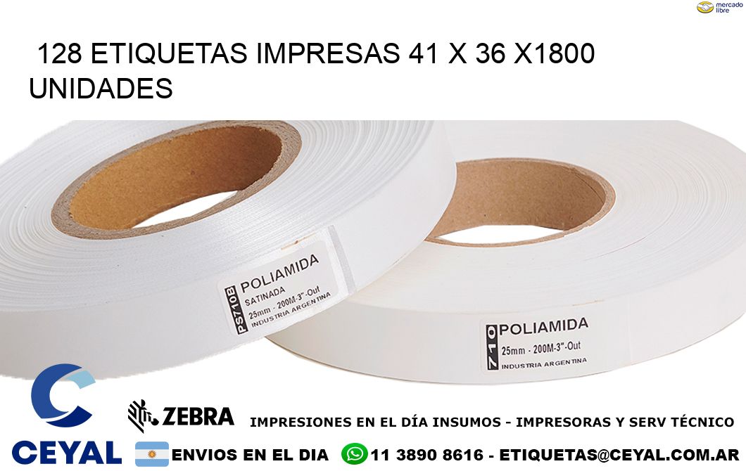 128 ETIQUETAS IMPRESAS 41 x 36 X1800 UNIDADES