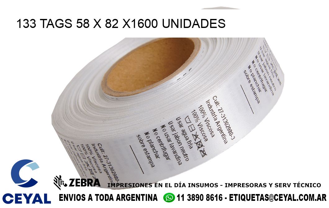 133 TAGS 58 x 82 X1600 UNIDADES