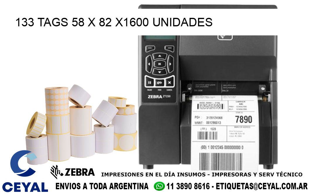 133 TAGS 58 x 82 X1600 UNIDADES