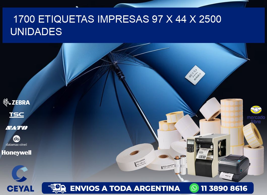 1700 ETIQUETAS IMPRESAS 97 x 44 X 2500 UNIDADES