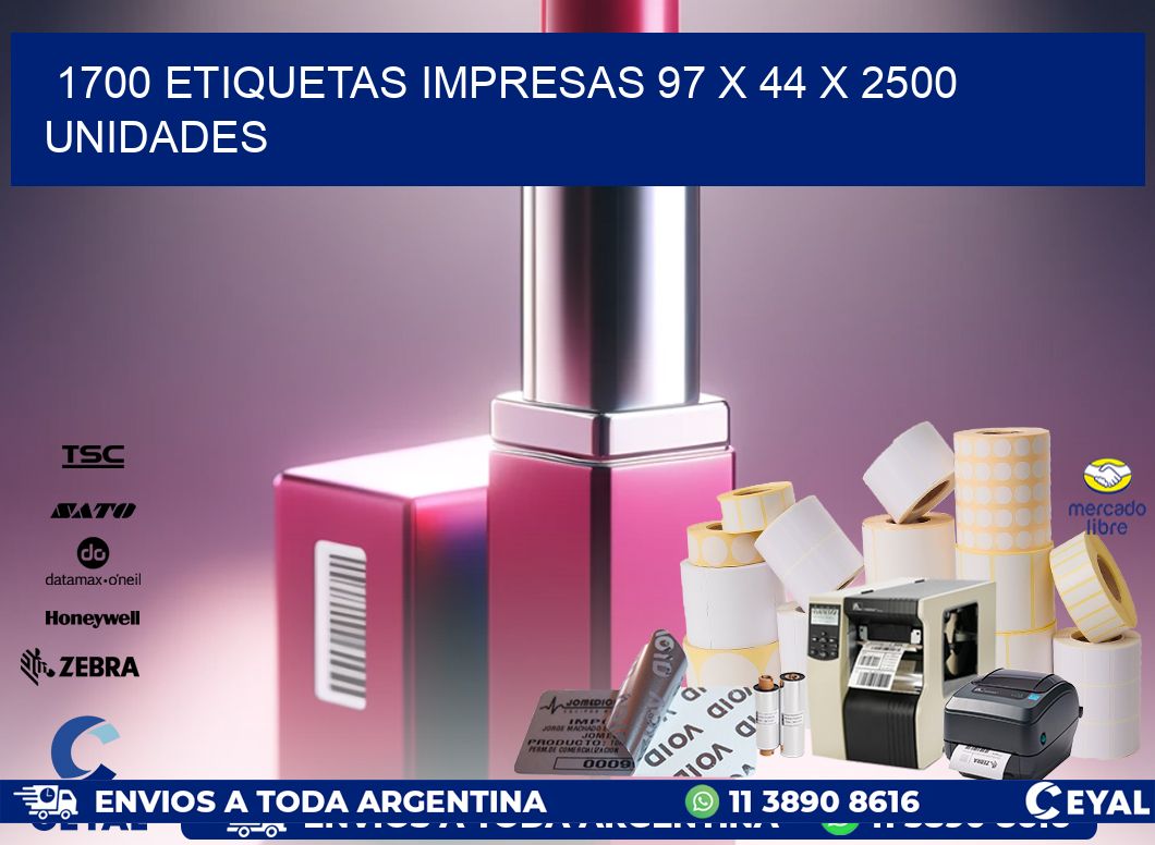 1700 ETIQUETAS IMPRESAS 97 x 44 X 2500 UNIDADES