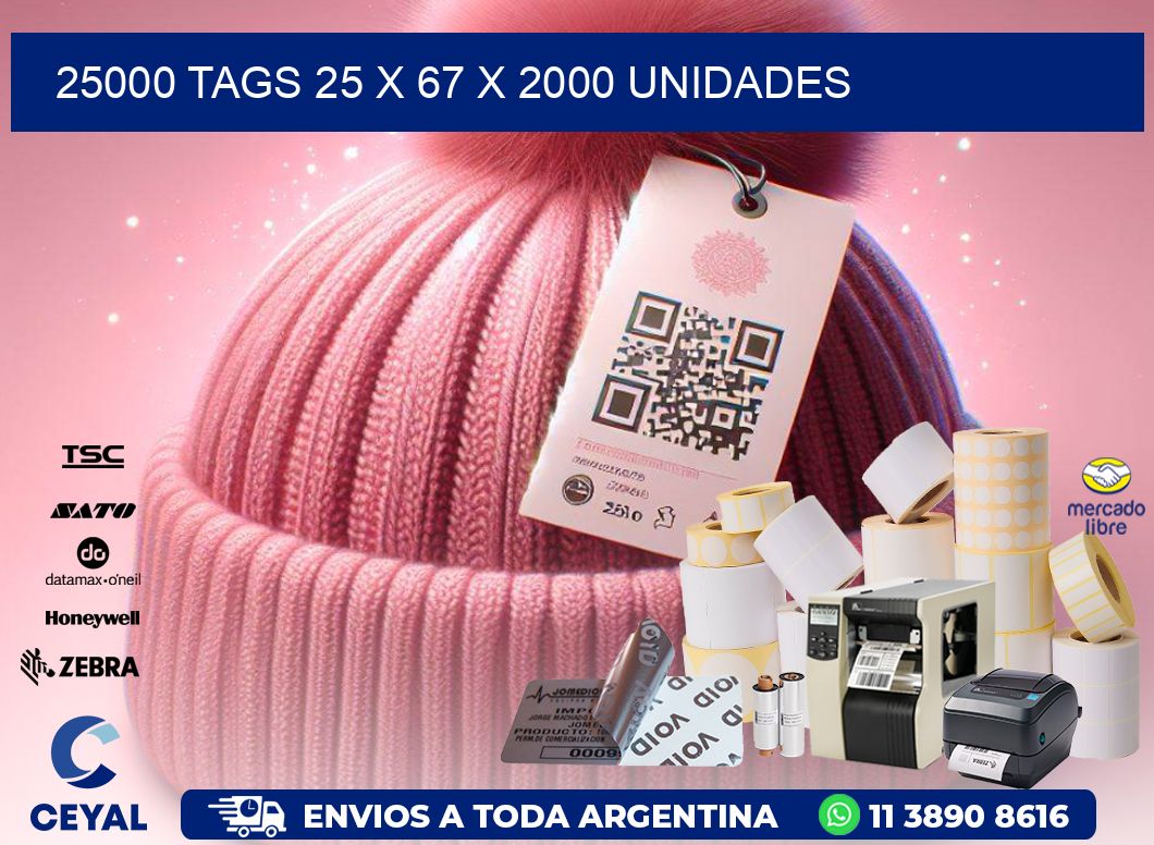 25000 TAGS 25 x 67 X 2000 UNIDADES