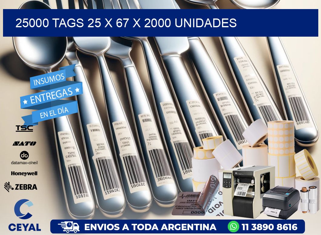 25000 TAGS 25 x 67 X 2000 UNIDADES