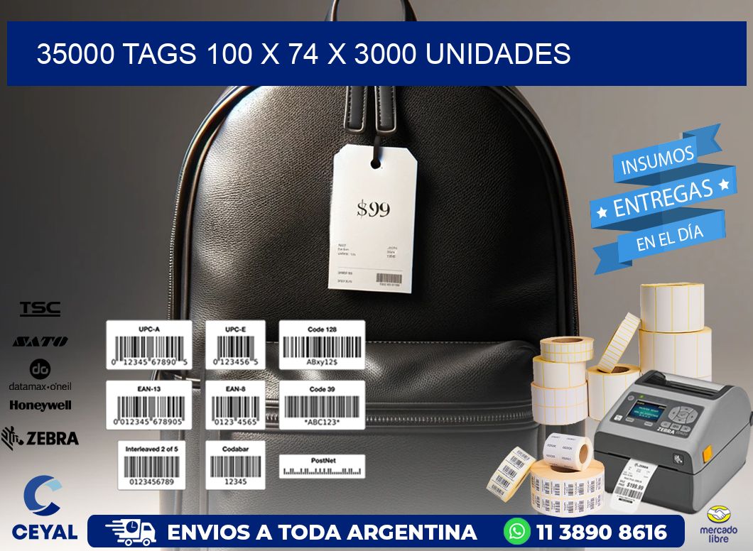 35000 TAGS 100 x 74 X 3000 UNIDADES