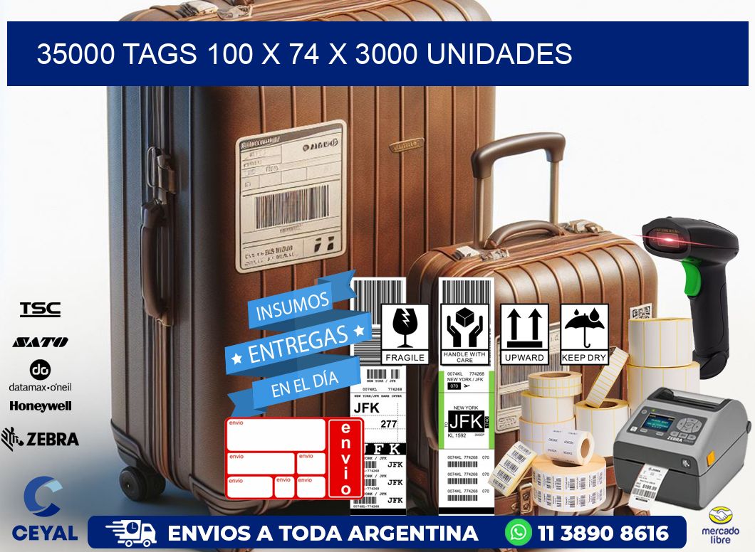 35000 TAGS 100 x 74 X 3000 UNIDADES