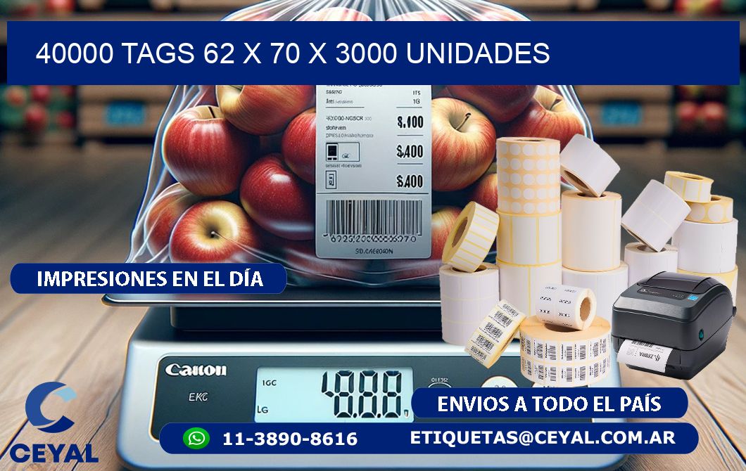 40000 TAGS 62 x 70 X 3000 UNIDADES