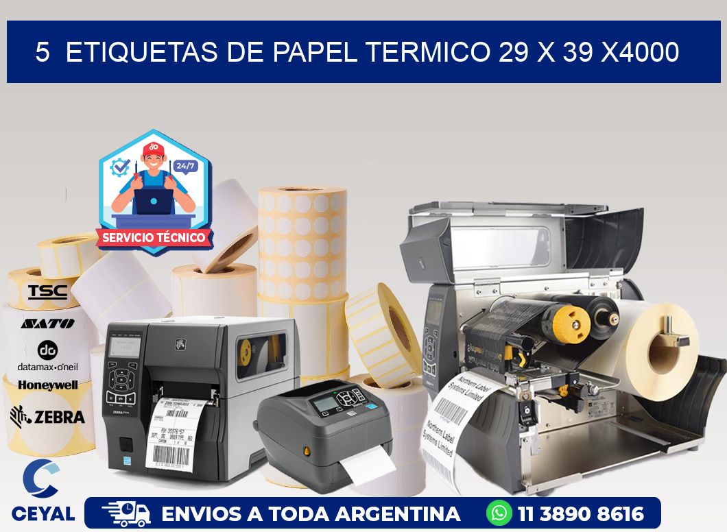 5  ETIQUETAS DE PAPEL TERMICO 29 x 39 X4000