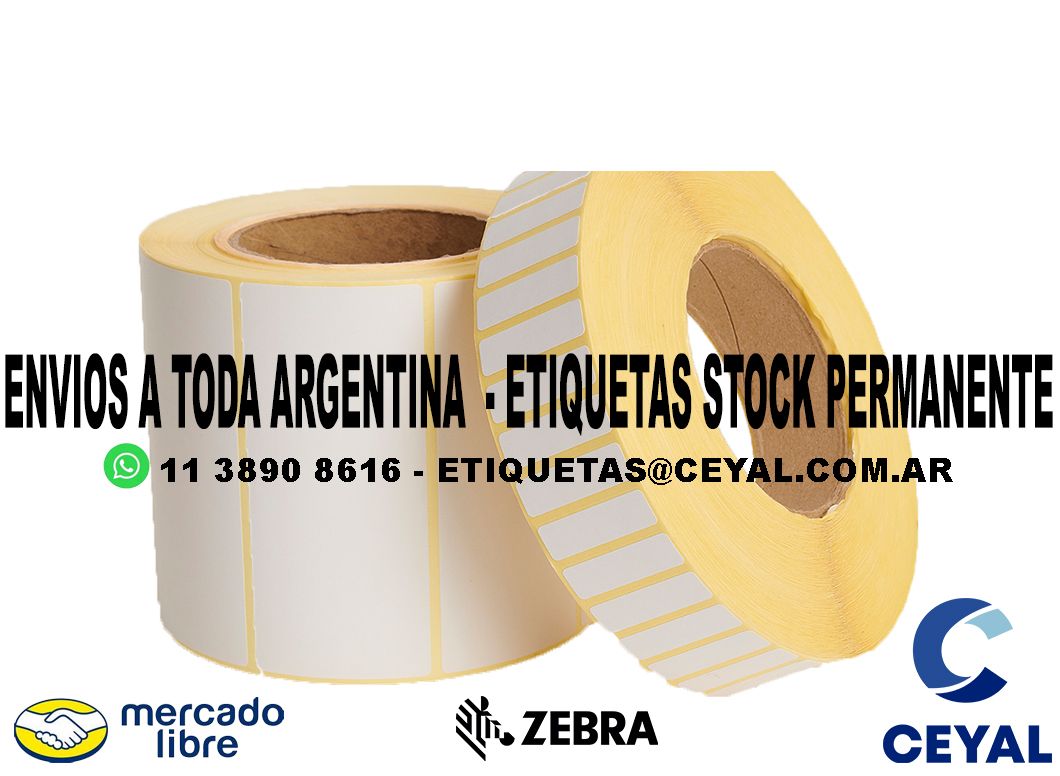 50 ROLLOS  ETIQUETAS ZEBRA 27 x 70 X 2000 UNIDADES