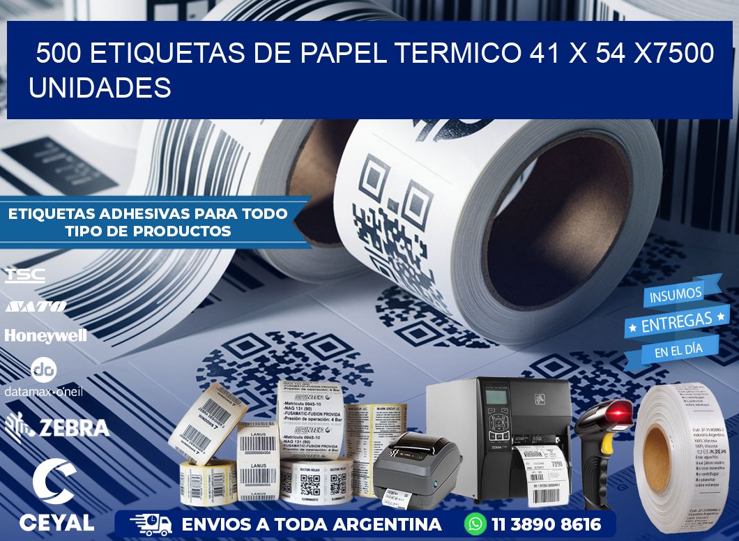 500 ETIQUETAS DE PAPEL TERMICO 41 x 54 X7500 UNIDADES