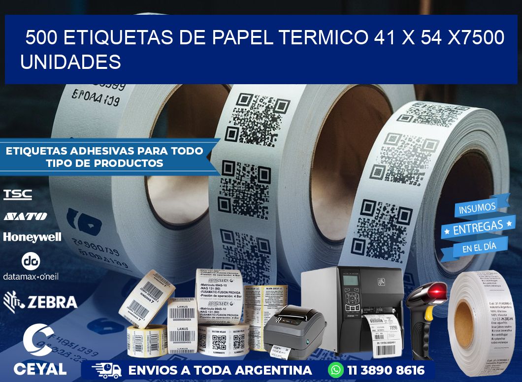 500 ETIQUETAS DE PAPEL TERMICO 41 x 54 X7500 UNIDADES