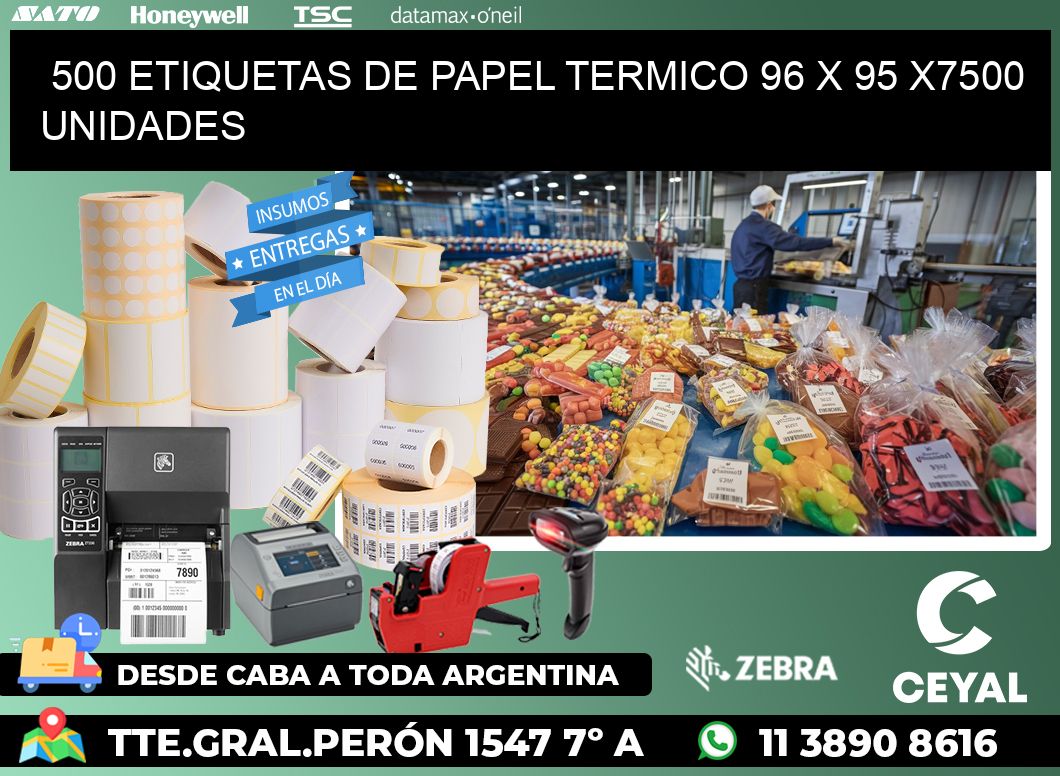 500 ETIQUETAS DE PAPEL TERMICO 96 x 95 X7500 UNIDADES