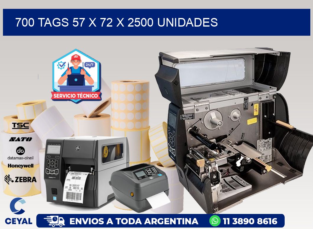 700 TAGS 57 x 72 X 2500 UNIDADES