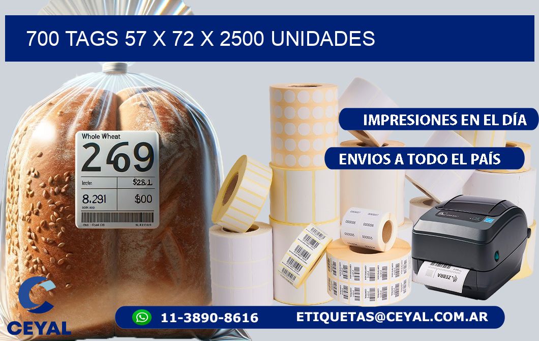 700 TAGS 57 x 72 X 2500 UNIDADES