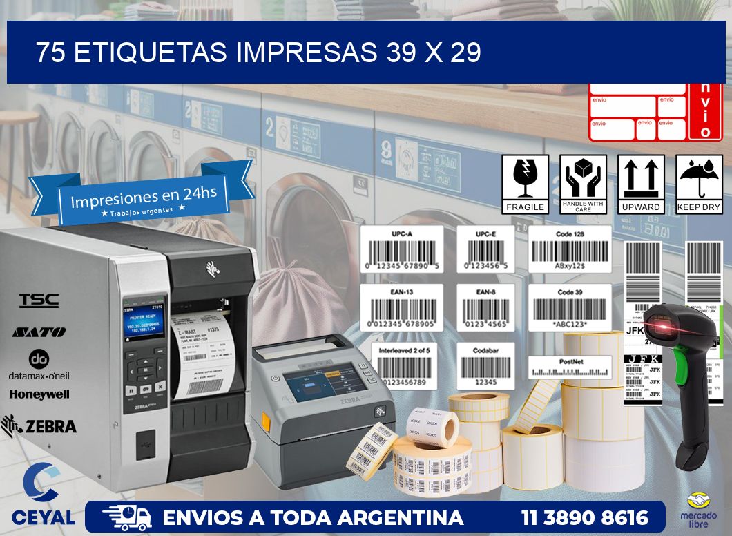 75 ETIQUETAS IMPRESAS 39 x 29