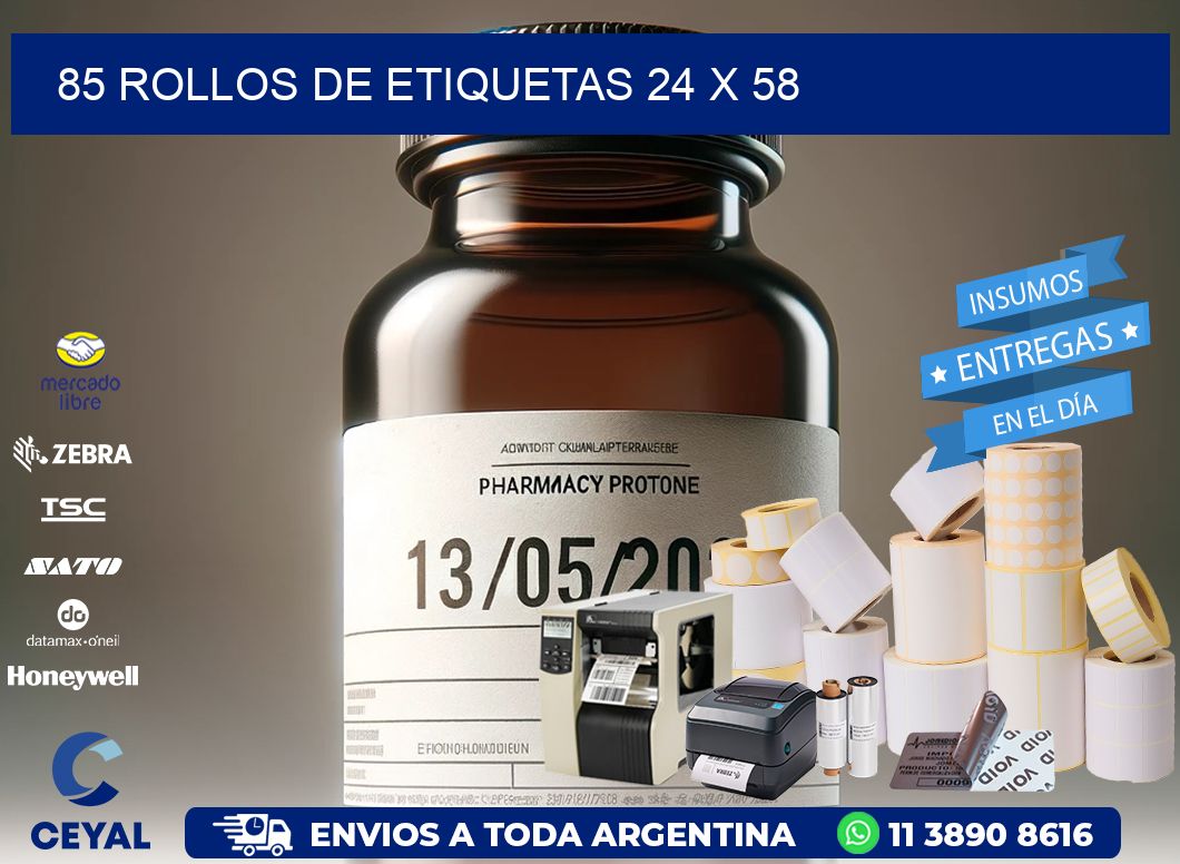 85 ROLLOS DE ETIQUETAS 24 x 58