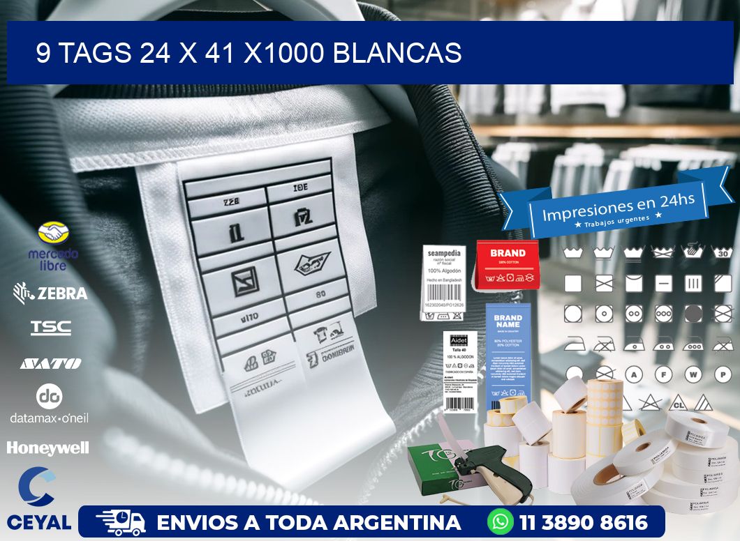 9 TAGS 24 x 41 X1000 BLANCAS