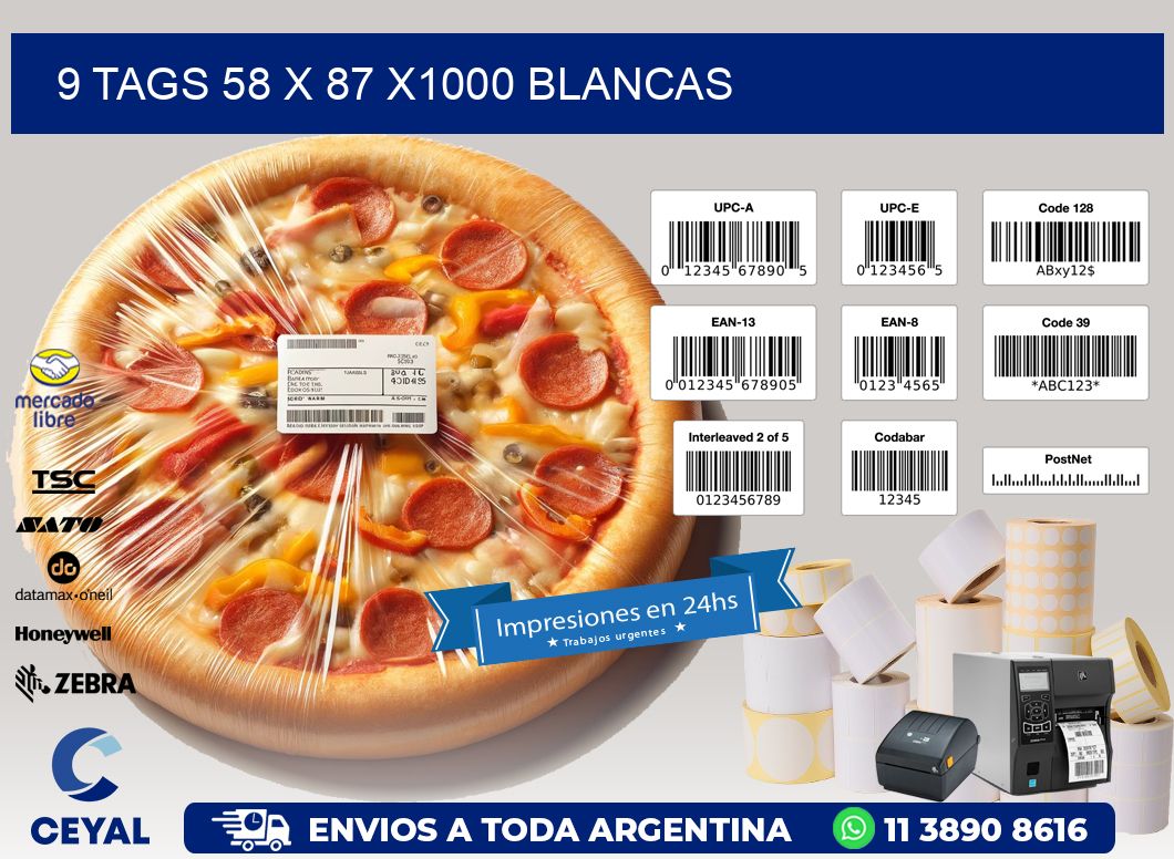 9 TAGS 58 x 87 X1000 BLANCAS