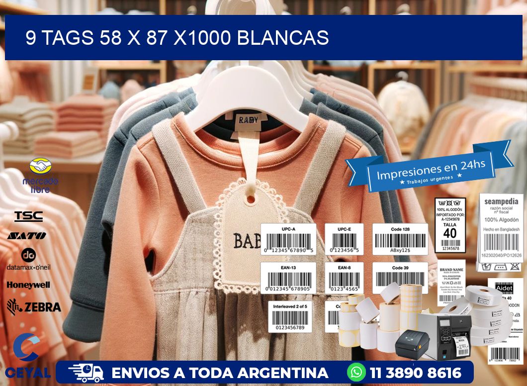 9 TAGS 58 x 87 X1000 BLANCAS