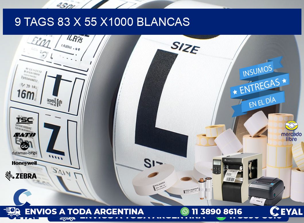 9 TAGS 83 x 55 X1000 BLANCAS