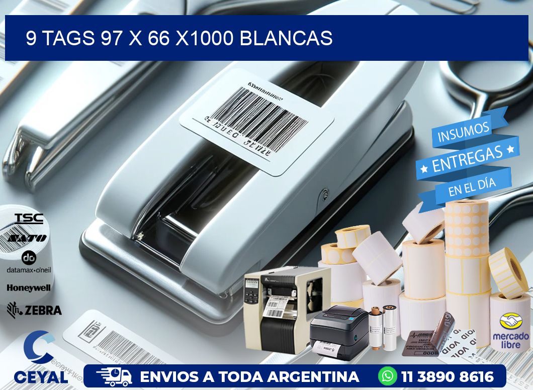 9 TAGS 97 x 66 X1000 BLANCAS